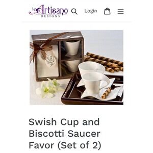 Artisano Disings‎ Set Of Two Cups And 2 Biscotti Saucer